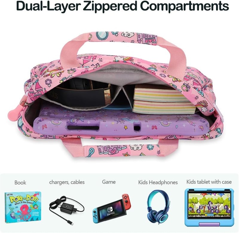 FunnyWin Kids Tablet Bag for Boy Girl Toddler Carrying Tablet Sleeve Carrying with Handle Shoulder Strap 13 inch - Image 3